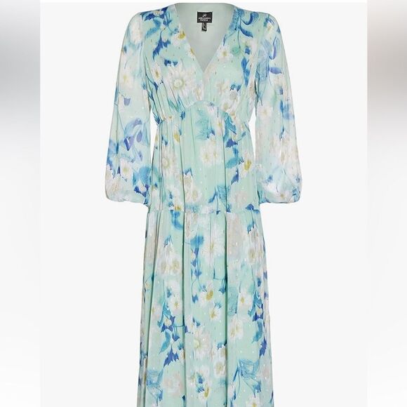 Adrianna Papell Women's Floral Chiffon Tiered Dress mint size 6 - Picture 7 of 16